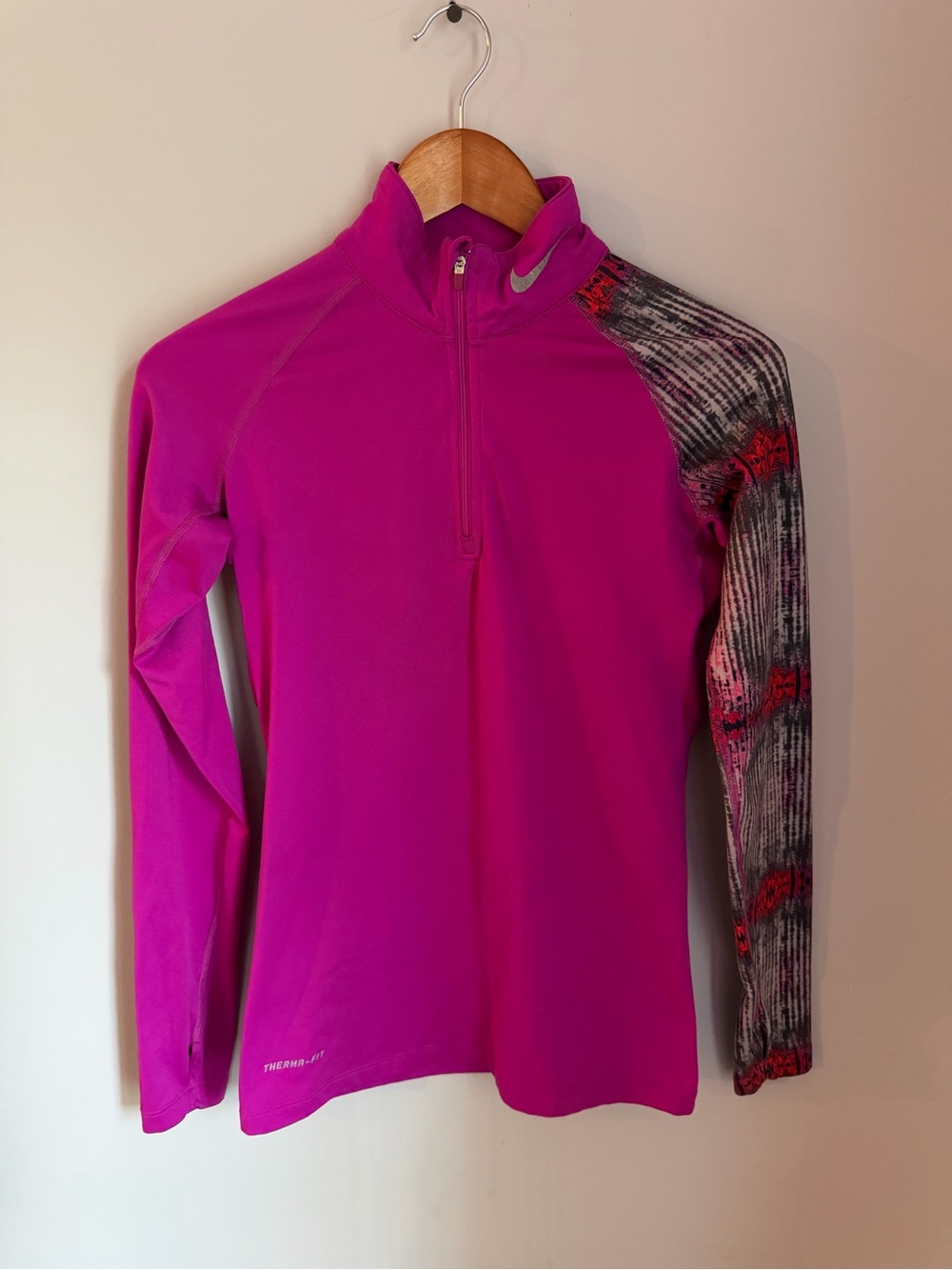 Nike Pro Combat Therma Fit Quarter Zip Womens Small Pink